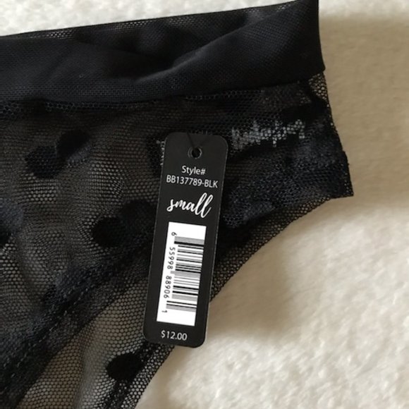 🍁NWT Black Polka Dot Mesh Bootay Bag Panties - Picture 2 of 3